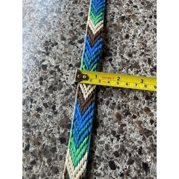 Colorful Woven Belt With Leather LOOK Accents‎ - 32.75 OVERALL  Inches - Picture 3 of 9
